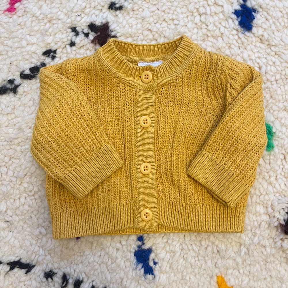 SOLD Hanna Andersson Mustard Yellow Cardigan (S 0-3m)
